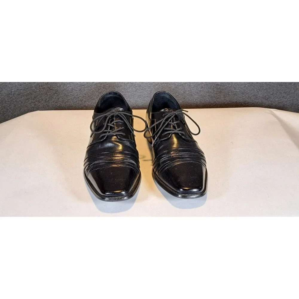Stacy Adams Mens Black Leather Square Toe Lace Up Oxford Dress Shoes‎ 10.5